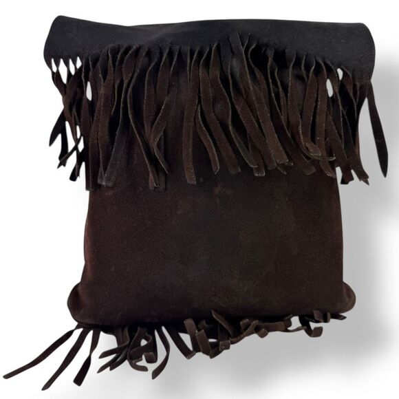 Bohemian Fringe Western Cowgirl Handmade Boho Brown Suede Leather Crossbody Bag - Picture 4 of 12